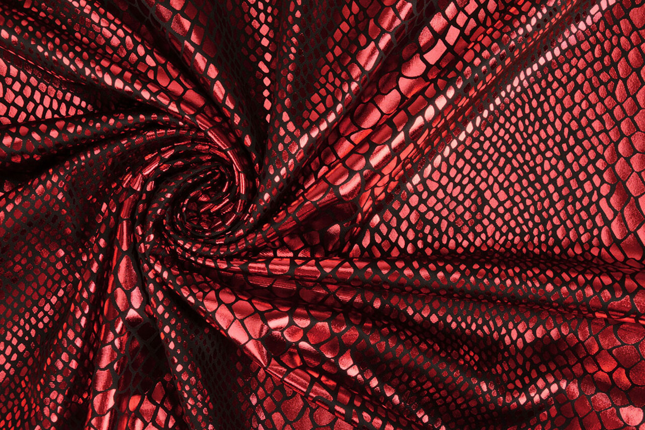 Lamé Imprimé Serpent Rouge