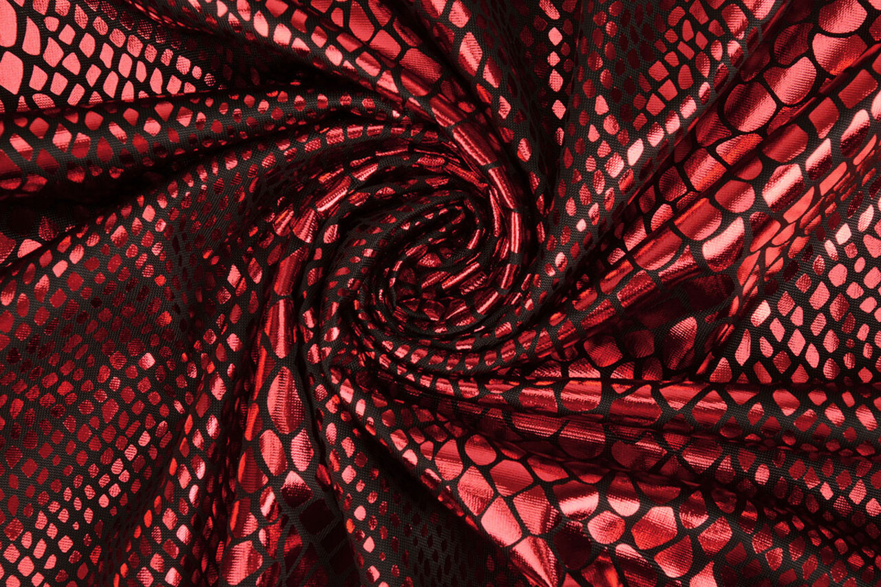 Lamé Estampado de Serpiente Rojo