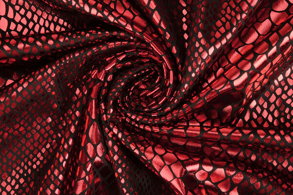 Lamé Stampa Serpente Rosso