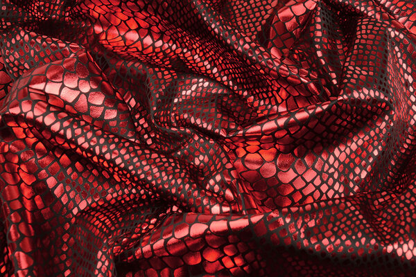 Lamé Estampado de Serpiente Rojo