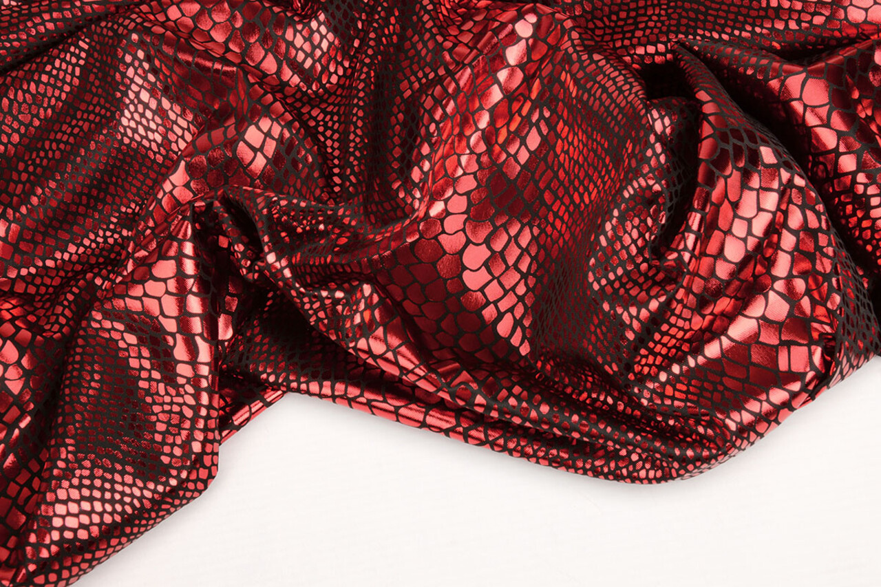 Lamé Imprimé Serpent Rouge