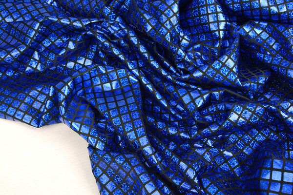 Lamé Check Cobalt Blue