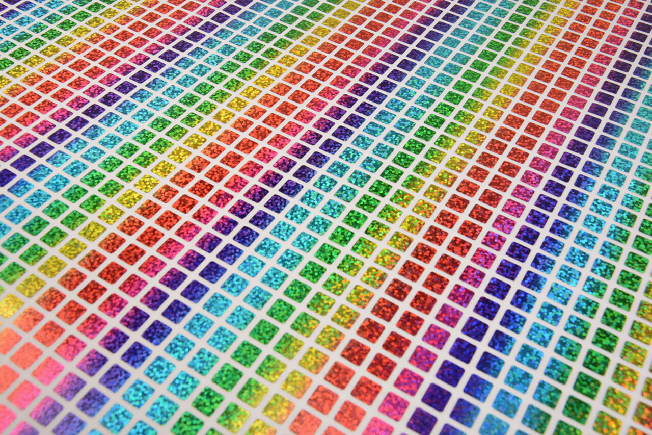 Lamé Regenbogen Karo Weiß 1