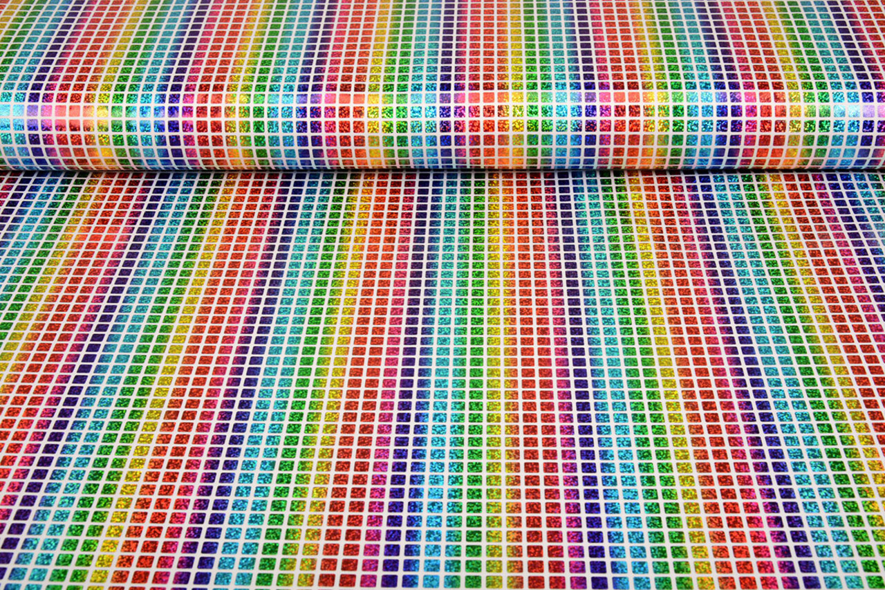 Lamé Regenboog Ruitjes Wit 1