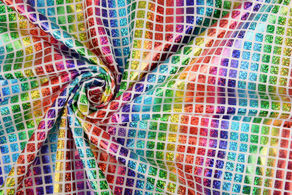 Lamé Regenboog Ruitjes Wit 1
