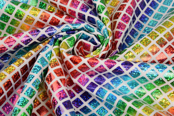 Lamé Regenboog Ruitjes Wit 1