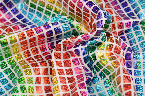 Lamé Regenboog Ruitjes Wit 1