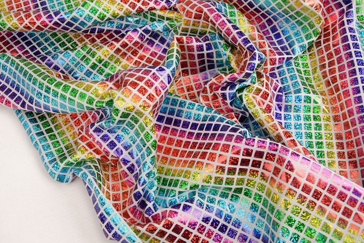 Lamé Rainbow Check White 1