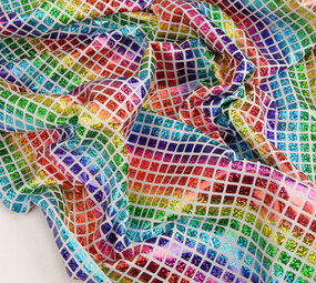 Lamé Regenboog Ruitjes Wit 1