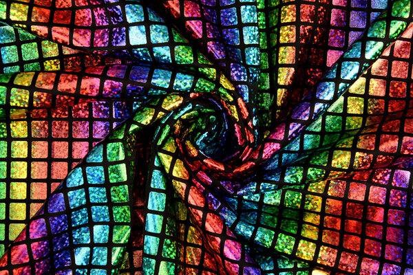 Lamé Regenbogen Karo Schwarz 2