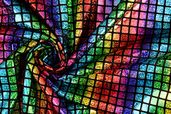 Lamé Regenboog Ruitjes Zwart 2