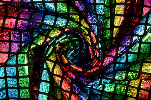 Lamé Regenboog Ruitjes Zwart 2