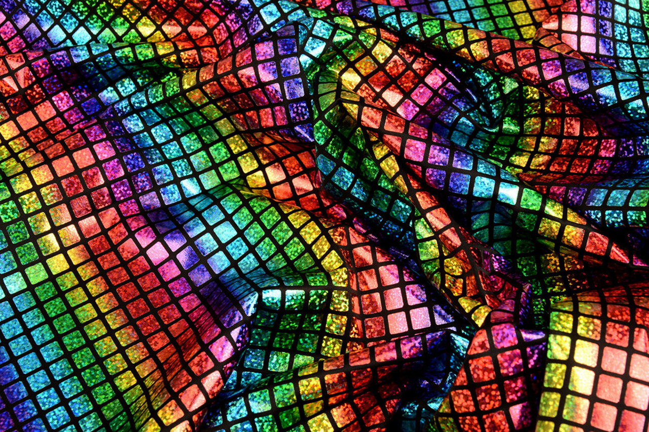 Lamé Regenboog Ruitjes Zwart 2