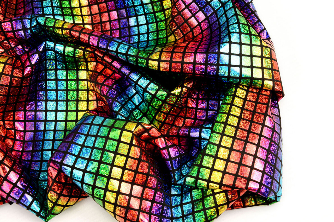 Lamé Regenboog Ruitjes Zwart 2