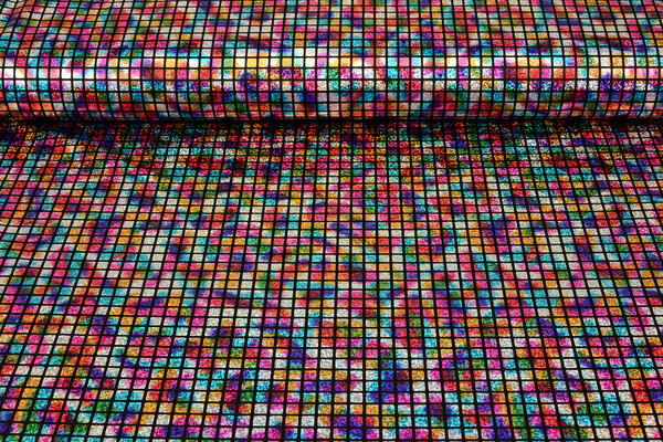 Lamé Regenbogen Karo  Multi 3