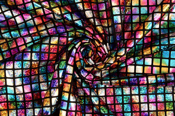 Lamé Regenbogen Karo  Multi 3