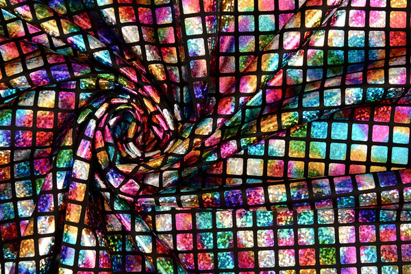 Lamé Regenbogen Karo  Multi 3