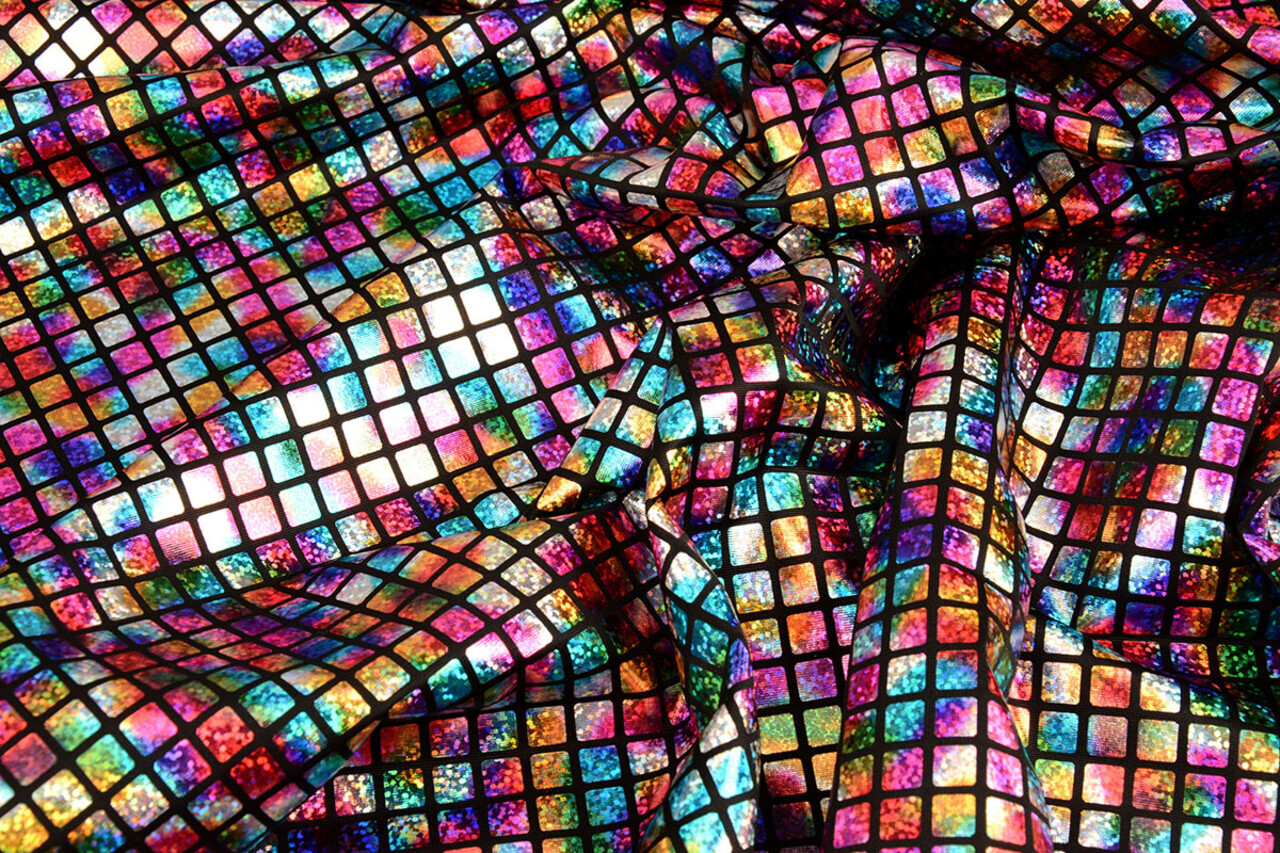 Lamé Regenbogen Karo  Multi 3