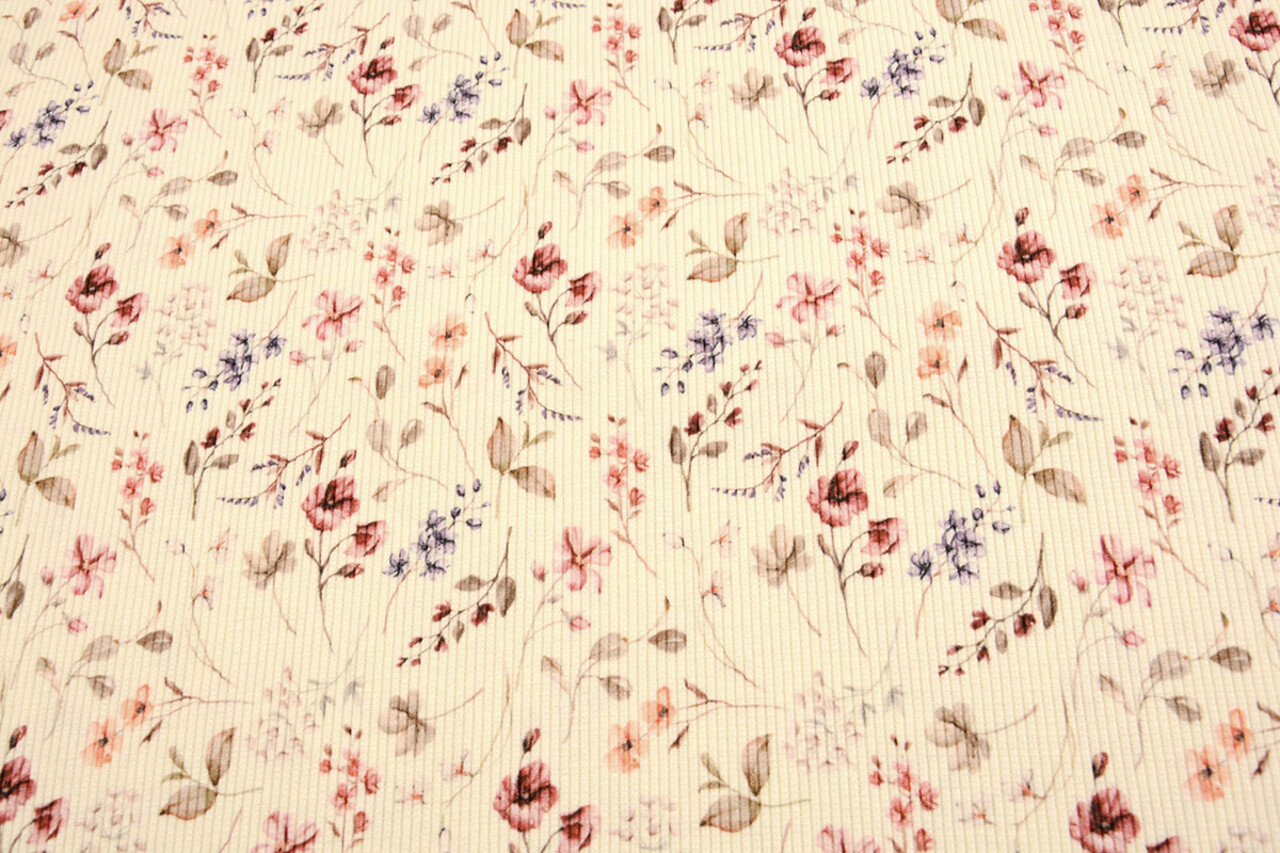 Oeko-Tex® Côtelé Jersey Fleurs Aelan Crème Oeko-Tex® Côtelé Jersey Fleurs Aelan Crème