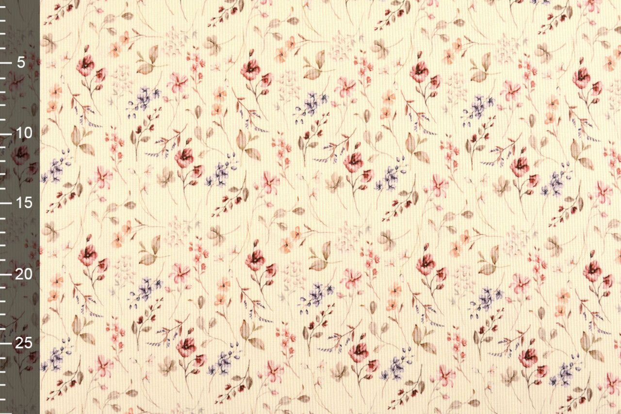 Oeko-Tex® Côtelé Jersey Fleurs Aelan Crème Oeko-Tex® Côtelé Jersey Fleurs Aelan Crème