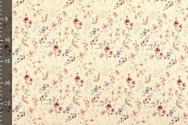 Oeko-Tex®  Rib Jersey Flowers Aelan Creme
