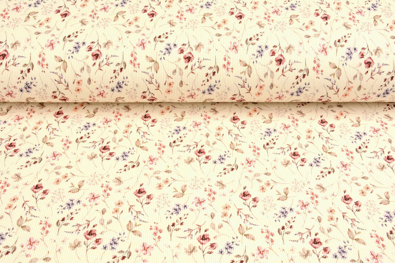 Oeko-Tex®  Rib Jersey Flowers Aelan Creme