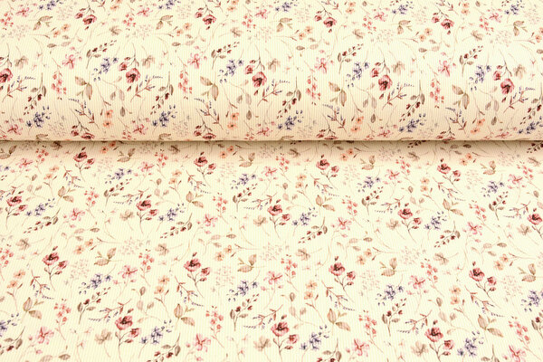 Oeko-Tex®  Rib Jersey Bloemen Aelan Creme