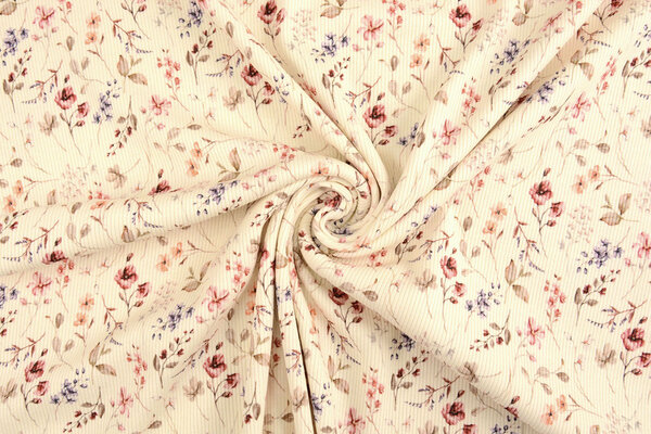 Oeko-Tex® Ripp Jersey Blumen Aelan Creme Oeko-Tex® Ripp Jersey Blumen Aelan Creme