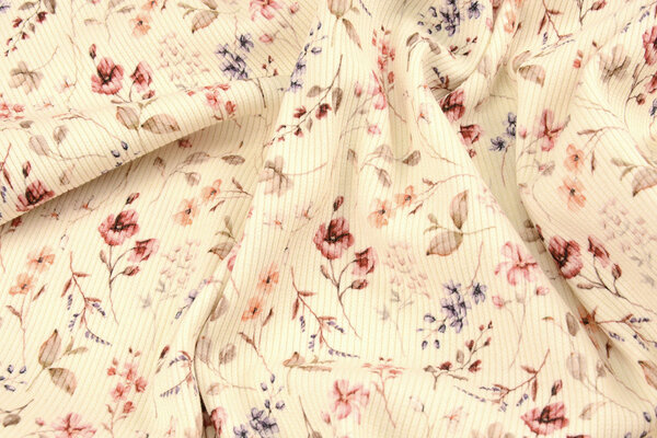 Oeko-Tex® Ripp Jersey Blumen Aelan Creme Oeko-Tex® Ripp Jersey Blumen Aelan Creme