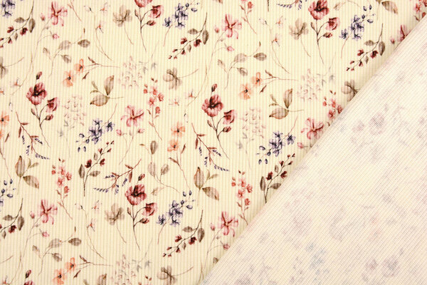 Oeko-Tex®  Rib Jersey Bloemen Aelan Creme