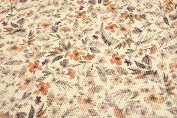 Oeko-Tex® Canalé Jersey Flores Lexia Crema Oeko-Tex® Canalé Jersey Flores Lexia Crema