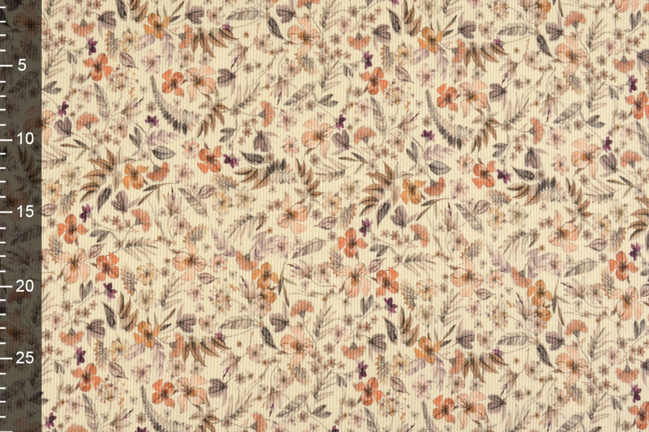 Oeko-Tex® Ripp Jersey Blumen Lexia Creme Oeko-Tex® Ripp Jersey Blumen Lexia Creme