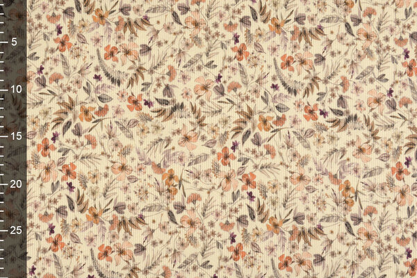 Oeko-Tex® Canalé Jersey Flores Lexia Crema Oeko-Tex® Canalé Jersey Flores Lexia Crema