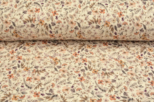 Oeko-Tex® Côtelé Jersey Fleurs Lexia Crème Oeko-Tex® Côtelé Jersey Fleurs Lexia Crème