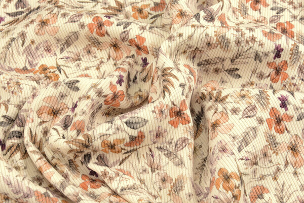 Oeko-Tex® Ripp Jersey Blumen Lexia Creme Oeko-Tex® Ripp Jersey Blumen Lexia Creme
