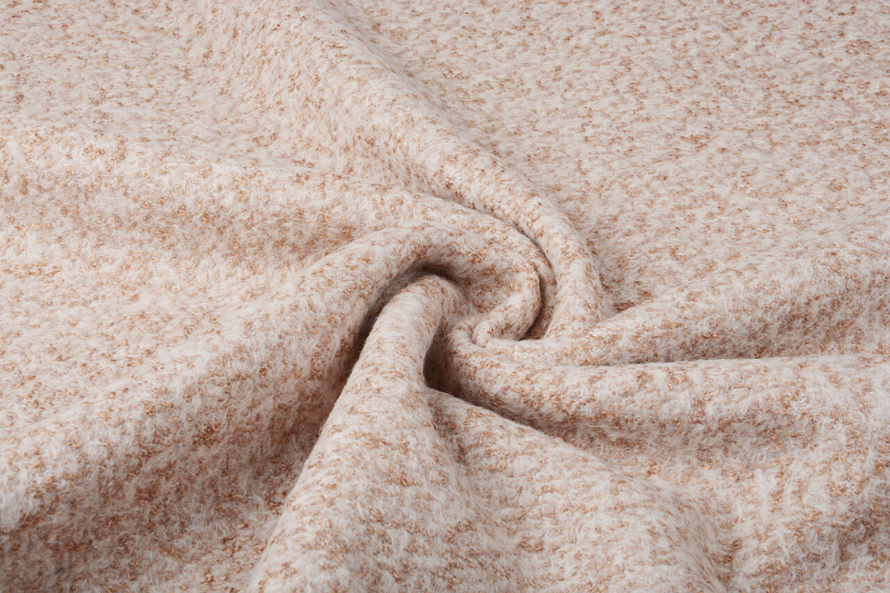 Tessuto di Lana a Maglia Lanoso Marrone Beige Tessuto di Lana a Maglia Lanoso Marrone Beige