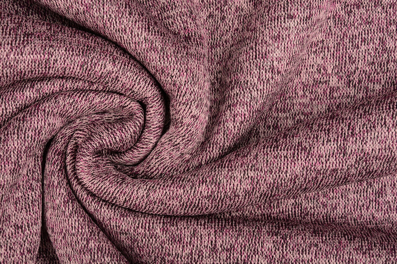 Sweatstoff Gestrickt, Bunt Melange Alpenveilchen Rosa