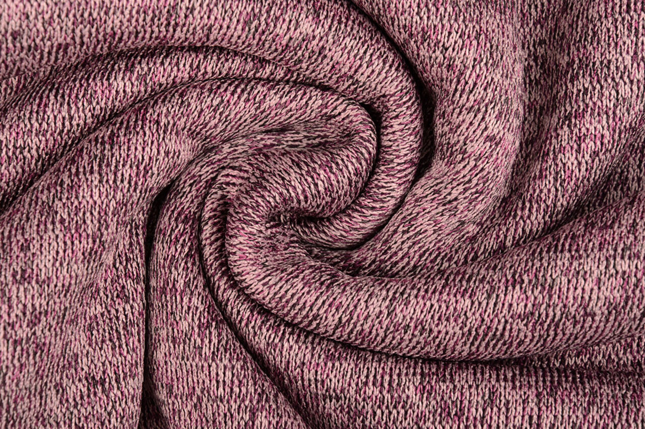 Sweatstoff Gestrickt, Bunt Melange Alpenveilchen Rosa