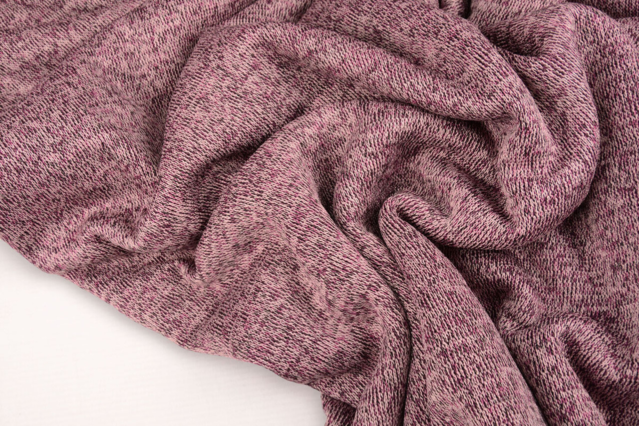 De Punto Tejido de Sudadera, Pelo Jaspeado Ciclamen Rosa De Punto Tejido de Sudadera, Pelo Jaspeado Ciclamen Rosa