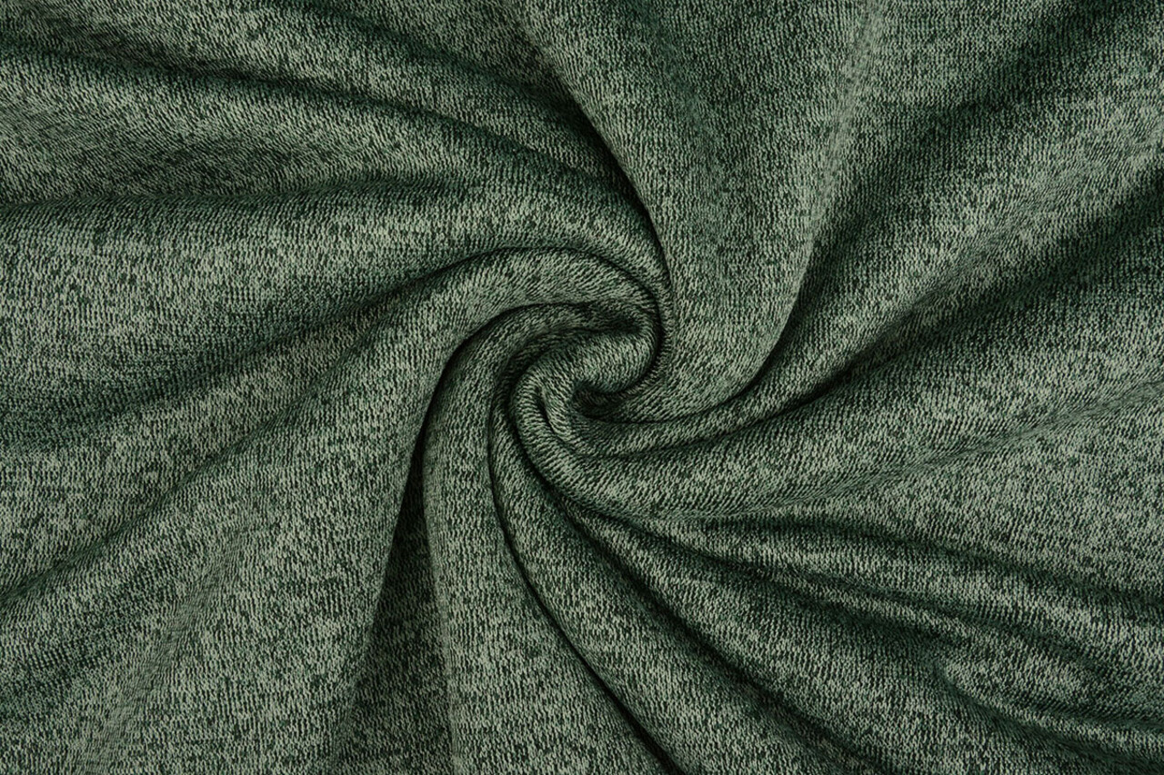 Sweatstoff Gestrickt, Bunt Melange Dunkel Grün Sweatstoff Gestrickt, Bunt Melange Dunkel Grün