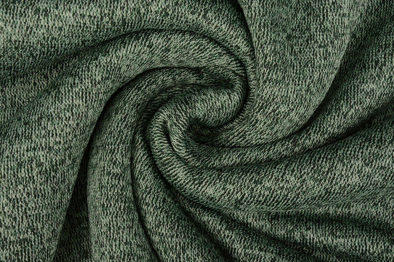 Sweatstoff Gestrickt, Bunt Melange Dunkel Grün Sweatstoff Gestrickt, Bunt Melange Dunkel Grün