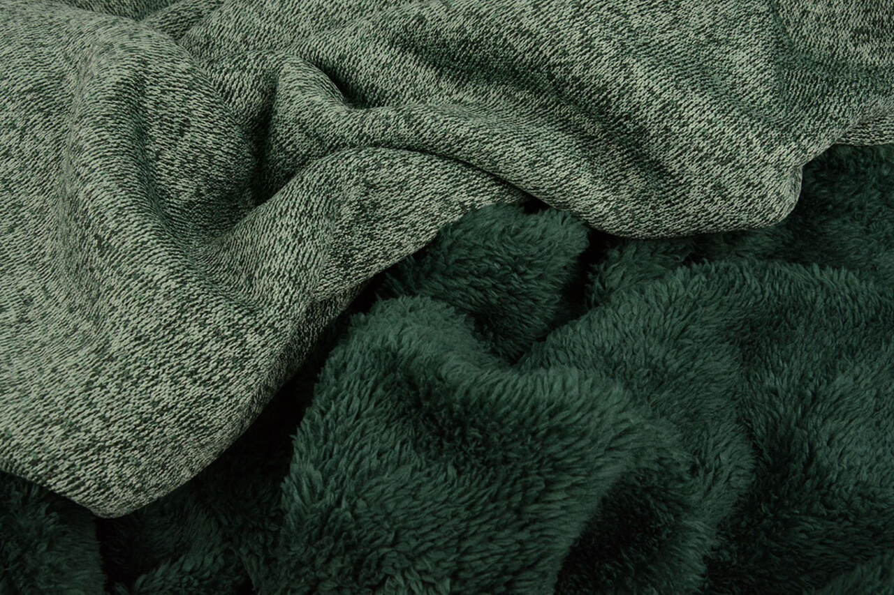 A Maglia Felpa, Pelliccia Mélange Verde Scuro A Maglia Felpa, Pelliccia Mélange Verde Scuro