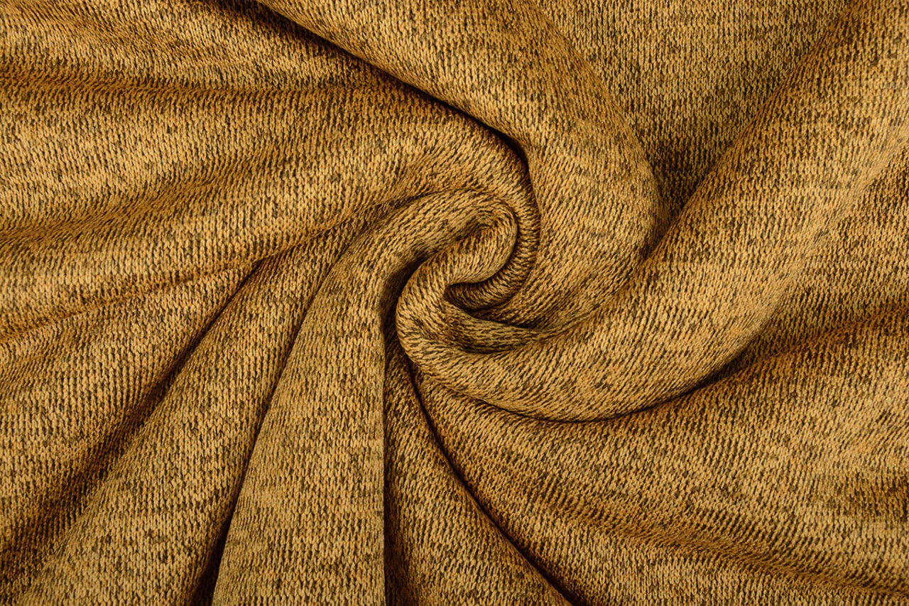De Punto Tejido de Sudadera, Pelo Jaspeado Ocre Amarillo De Punto Tejido de Sudadera, Pelo Jaspeado Ocre Amarillo