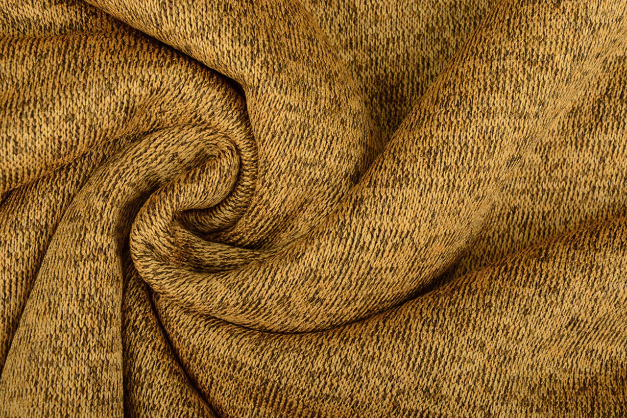 De Punto Tejido de Sudadera, Pelo Jaspeado Ocre Amarillo De Punto Tejido de Sudadera, Pelo Jaspeado Ocre Amarillo