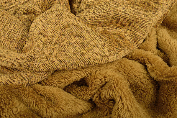 Knitted Jogging, Fur Melange Ocher Yellow Knitted Jogging, Fur Melange Ocher Yellow