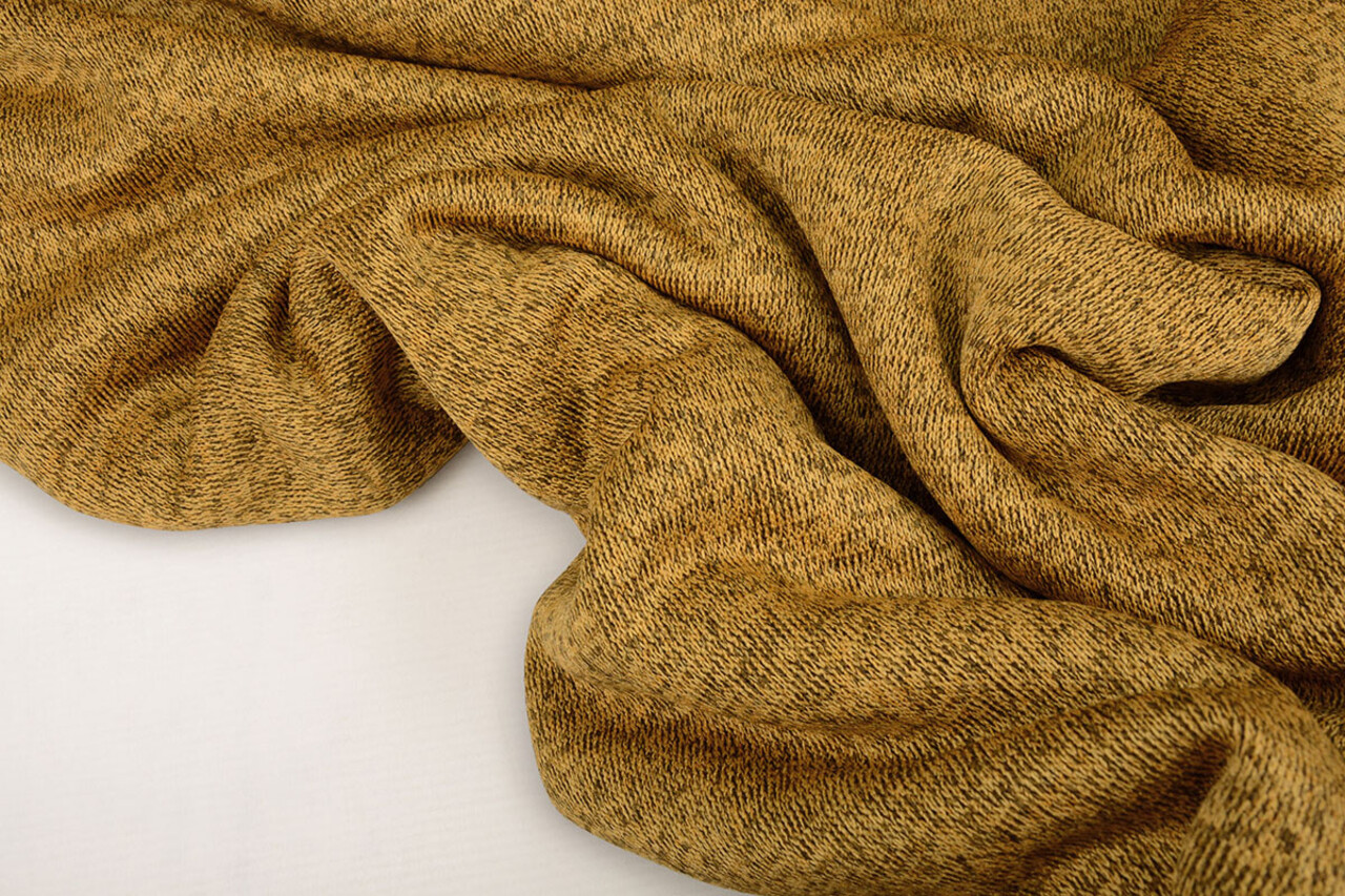 De Punto Tejido de Sudadera, Pelo Jaspeado Ocre Amarillo De Punto Tejido de Sudadera, Pelo Jaspeado Ocre Amarillo
