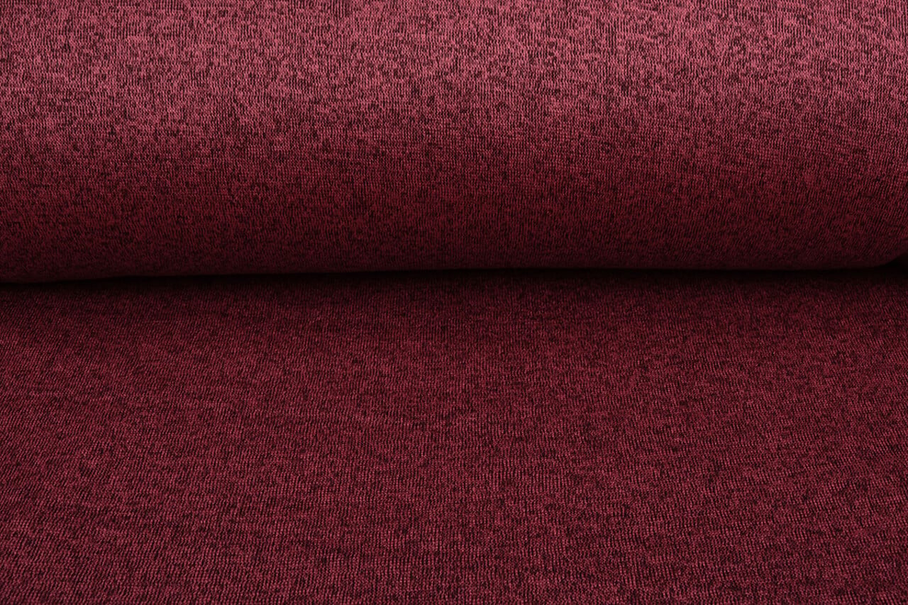 De Punto Tejido de Sudadera, Pelo Jaspeado Rojo Vino De Punto Tejido de Sudadera, Pelo Jaspeado Rojo Vino