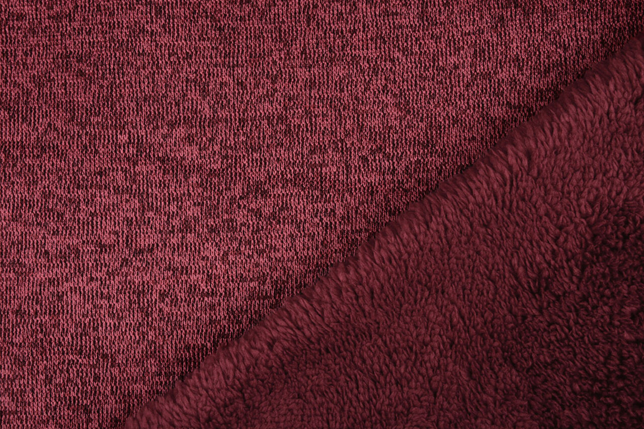 De Punto Tejido de Sudadera, Pelo Jaspeado Rojo Vino De Punto Tejido de Sudadera, Pelo Jaspeado Rojo Vino