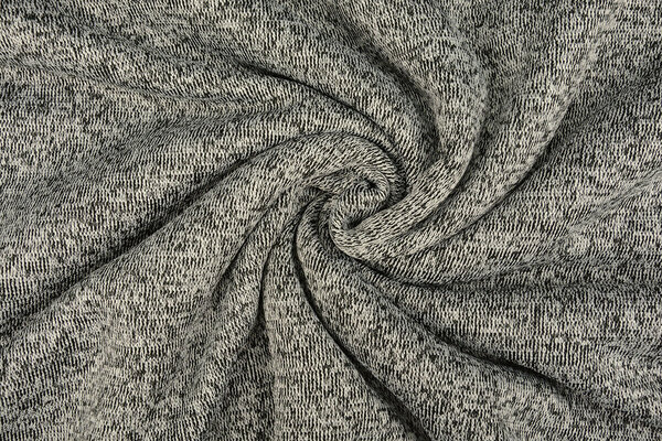 De Punto Tejido de Sudadera, Pelo Jaspeado Negro Gris De Punto Tejido de Sudadera, Pelo Jaspeado Negro Gris