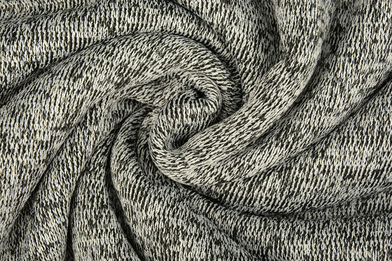 Sweatstoff Gestrickt, Bunt Melange Schwarz Grau Sweatstoff Gestrickt, Bunt Melange Schwarz Grau